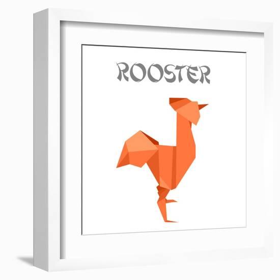 Illustration Of An Origami Rooster-unkreatives-Framed Art Print