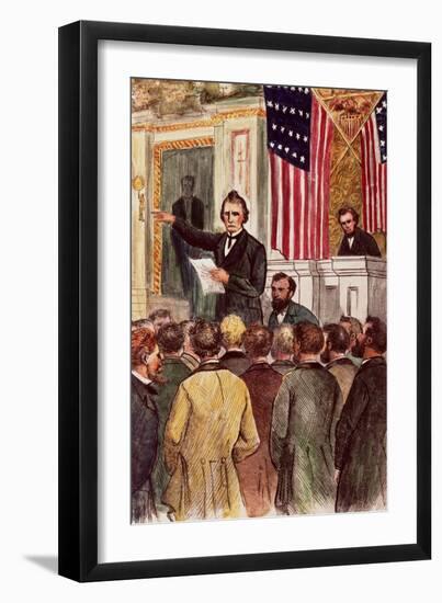 Illustration of Andrew Johnson Impeachment Trial-null-Framed Giclee Print