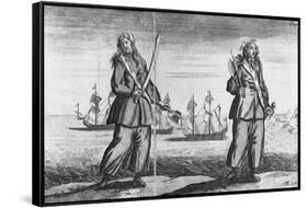 Illustration of Ann Bonney and Mary Read Dressed as Pirates-null-Framed Stretched Canvas