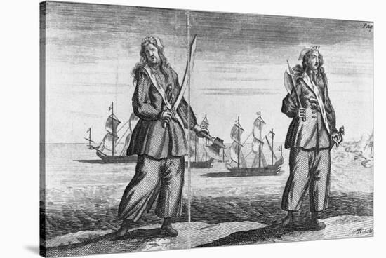 Illustration of Ann Bonney and Mary Read Dressed as Pirates-null-Stretched Canvas