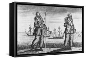 Illustration of Ann Bonney and Mary Read Dressed as Pirates-null-Framed Stretched Canvas