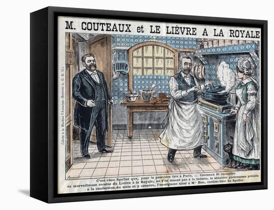 Illustration of Aristide Couteaux Cooking Lievre a La Royale-Stefano Bianchetti-Framed Stretched Canvas