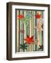 Illustration of Autumn Leaves on a Striped Background, 1880s-null-Framed Giclee Print