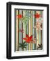 Illustration of Autumn Leaves on a Striped Background, 1880s-null-Framed Giclee Print