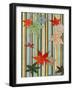 Illustration of Autumn Leaves on a Striped Background, 1880s-null-Framed Giclee Print