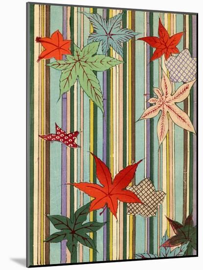 Illustration of Autumn Leaves on a Striped Background, 1880s-null-Mounted Giclee Print