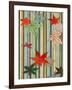 Illustration of Autumn Leaves on a Striped Background, 1880s-null-Framed Giclee Print