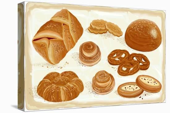 Illustration of Baked Goods and Bread Products. All Objects are Grouped. Eps8-Milovelen-Stretched Canvas