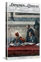 Illustration of Benito Mussolini and Cardinal Pietro Gasparri Signing the Lateran Treaty of 1929-Stefano Bianchetti-Stretched Canvas