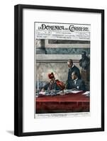 Illustration of Benito Mussolini and Cardinal Pietro Gasparri Signing the Lateran Treaty of 1929-Stefano Bianchetti-Framed Giclee Print