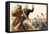 Illustration of Benito Mussolini Leading Fascist Blackshirts-null-Framed Stretched Canvas