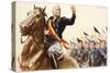 Illustration of Benito Mussolini Leading Fascist Blackshirts-null-Stretched Canvas