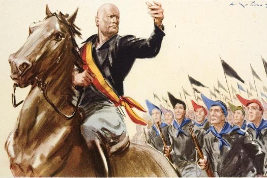 Illustration of Benito Mussolini Leading Fascist Blackshirts' Giclee Print  | AllPosters.com