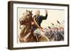 Illustration of Benito Mussolini Leading Fascist Blackshirts-null-Framed Giclee Print