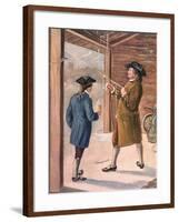 Illustration of Benjamin Franklin and Assistant Performing Lightning Experiment-null-Framed Giclee Print