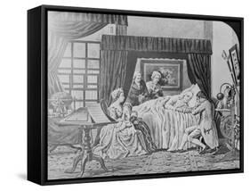 Illustration of Benjamin Franklin on His Death Bed-null-Framed Stretched Canvas