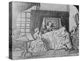 Illustration of Benjamin Franklin on His Death Bed-null-Stretched Canvas