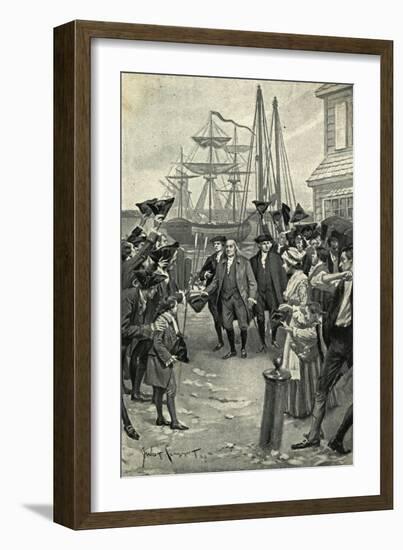 Illustration of Benjamin Franklin's Return to Philadelphia by Benjamin West Clinedinst-null-Framed Giclee Print