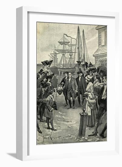 Illustration of Benjamin Franklin's Return to Philadelphia by Benjamin West Clinedinst-null-Framed Giclee Print