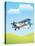 Illustration of Biplane Flying Outdoors. No Gradients Used.-Aleksandar Dickov-Stretched Canvas