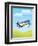 Illustration of Biplane Flying Outdoors. No Gradients Used.-Aleksandar Dickov-Framed Art Print