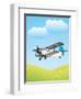 Illustration of Biplane Flying Outdoors. No Gradients Used.-Aleksandar Dickov-Framed Art Print