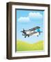 Illustration of Biplane Flying Outdoors. No Gradients Used.-Aleksandar Dickov-Framed Premium Giclee Print