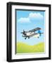 Illustration of Biplane Flying Outdoors. No Gradients Used.-Aleksandar Dickov-Framed Premium Giclee Print