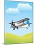 Illustration of Biplane Flying Outdoors. No Gradients Used.-Aleksandar Dickov-Mounted Art Print