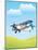 Illustration of Biplane Flying Outdoors. No Gradients Used.-Aleksandar Dickov-Mounted Art Print