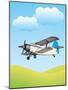 Illustration of Biplane Flying Outdoors. No Gradients Used.-Aleksandar Dickov-Mounted Art Print