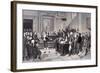 Illustration of Bolivar and Miranda Signing Declaration of Independence-null-Framed Giclee Print