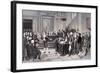 Illustration of Bolivar and Miranda Signing Declaration of Independence-null-Framed Giclee Print