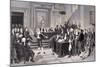 Illustration of Bolivar and Miranda Signing Declaration of Independence-null-Mounted Giclee Print