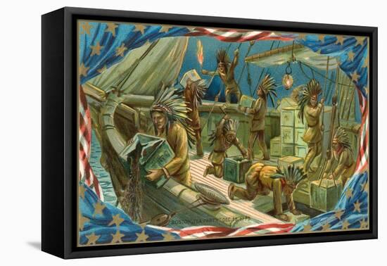 Illustration of Boston Tea Party-null-Framed Stretched Canvas