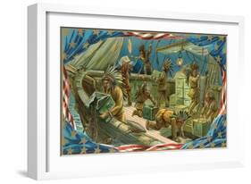 Illustration of Boston Tea Party-null-Framed Art Print