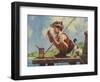 Illustration of Boy Hooking Bait-null-Framed Giclee Print