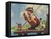 Illustration of Boy Hooking Bait-null-Framed Stretched Canvas