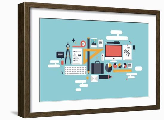 Illustration of Business Working Elements-bloomua-Framed Art Print