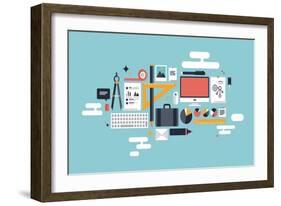 Illustration of Business Working Elements-bloomua-Framed Art Print
