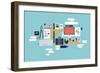 Illustration of Business Working Elements-bloomua-Framed Premium Giclee Print
