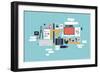 Illustration of Business Working Elements-bloomua-Framed Premium Giclee Print