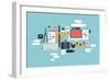 Illustration of Business Working Elements-bloomua-Framed Premium Giclee Print