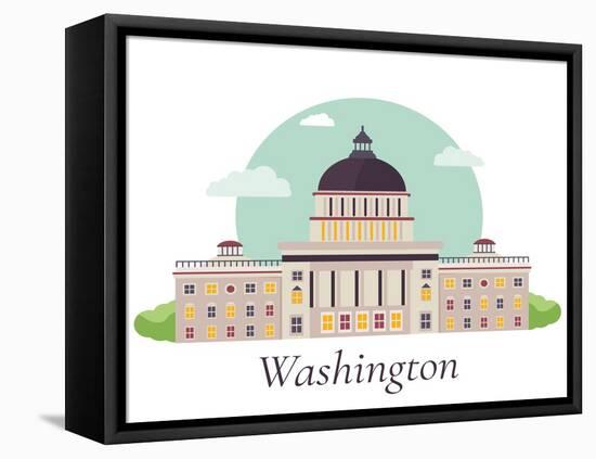Illustration of Capitol White House in Washington-danceyourlife-Framed Stretched Canvas