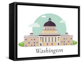 Illustration of Capitol White House in Washington-danceyourlife-Framed Stretched Canvas