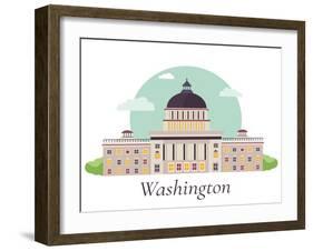 Illustration of Capitol White House in Washington-danceyourlife-Framed Art Print