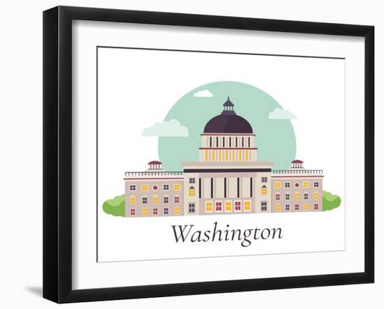 Illustration of Capitol White House in Washington-danceyourlife-Framed Art Print