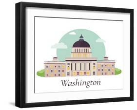 Illustration of Capitol White House in Washington-danceyourlife-Framed Art Print