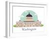 Illustration of Capitol White House in Washington-danceyourlife-Framed Art Print