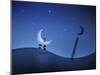 Illustration of Cartoon Characters Stealing the Moon-null-Mounted Photographic Print